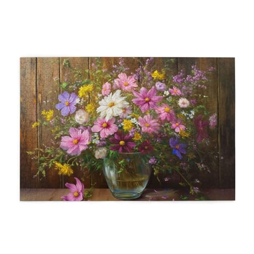 Puzzle 500 Teile, Puzzle Erwachsene, Holzpuzzle Strauß Impossible Jigsaw, Clevere Rätsel, HD Farbe Jigsaw mit Geschenkbox Verpackung for Room Decor, Geschenke für Frauen Gänseblümchen 52x38cm p-635 von Yuammgxi