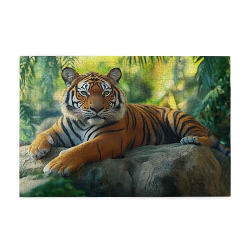 Puzzle 500 Teile, Puzzle Erwachsene, Holzpuzzle Tiger Impossible Jigsaw, Clevere Rätsel, HD Farbe Jigsaw mit Geschenkbox Verpackung for Aesthetic Room Decor, Geschenke für Frauen Tier 52x38cm p-1983 von Yuammgxi