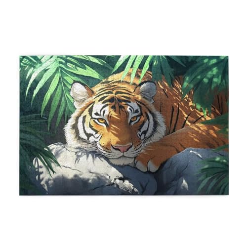 Puzzle 500 Teile, Puzzle Erwachsene, Holzpuzzle Tiger Impossible Jigsaw, Clevere Rätsel, HD Farbe Jigsaw mit Geschenkbox Verpackung for Room Decor, Geschenke für Frauen Landschaft 52x38cm p-427 von Yuammgxi