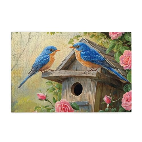 Puzzle 500 Teile, Puzzle Erwachsene, Holzpuzzle Vogel Impossible Jigsaw, Clevere Rätsel, HD Farbe Jigsaw mit Geschenkbox Verpackung for Aesthetic Room Decor, Geschenke für Frauen Rose 52x38cm p-1290 von Yuammgxi
