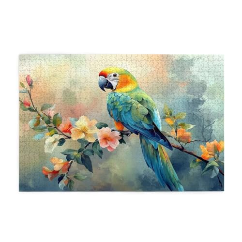 Puzzle 500 Teile, Puzzle Erwachsene, Holzpuzzle Vogel Impossible Jigsaw, Clevere Rätsel, HD Farbe Jigsaw mit Geschenkbox Verpackung for Room Decor, Geschenke für Frauen Papagei 52x38cm p-1130 von Yuammgxi