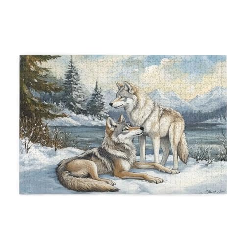 Puzzle 500 Teile, Puzzle Erwachsene, Holzpuzzle Wolf Impossible Jigsaw, Clevere Rätsel, HD Farbe Jigsaw mit Geschenkbox Verpackung for Aesthetic Room Decor, Geschenke für Frauen Tier 52x38cm p-1459 von Yuammgxi