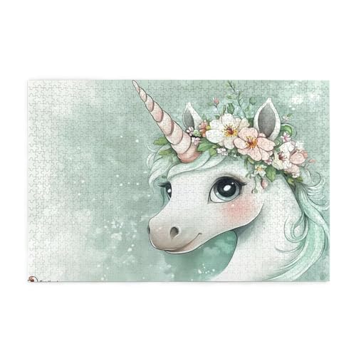 Puzzle Blume Puzzle 1000 Teile, Holzpuzzle Erwachsene Einhorn 75x50cm Jigsaw Groß, Geschicklichkeitsspiel für die Ganze Familie Erholung und Entspannung, DIY Jigsaw Geschenke für Home Decor p-1684 von Yuammgxi