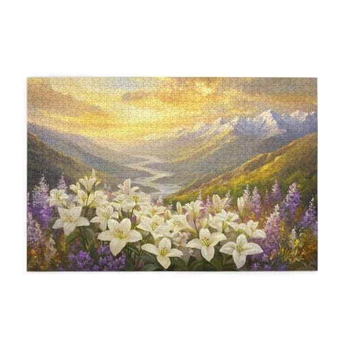Puzzle Blume Puzzle 1000 Teile, Holzpuzzle Erwachsene Landschaft 75x50cm Jigsaw Groß, Geschicklichkeitsspiel für die Ganze Familie Erholung und Entspannung, DIY Jigsaw Geschenke für Home Decor p-526 von Yuammgxi