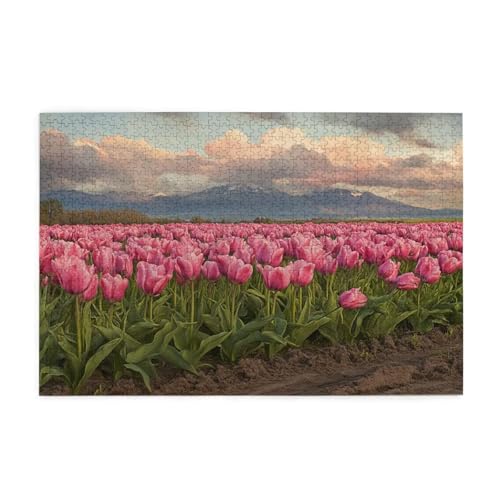 Puzzle Blumenmeer Puzzle 1000 Teile, Holzpuzzle Erwachsene Tulpe 75x50cm Jigsaw Groß, Geschicklichkeitsspiel für die Ganze Familie Erholung und Entspannung, DIY Jigsaw Geschenke für Home Decor p-1423 von Yuammgxi