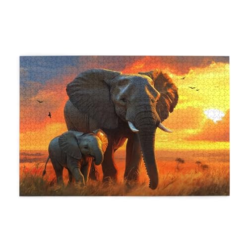 Puzzle Elefant Puzzle 1000 Teile, Holzpuzzle Erwachsene Sonnenuntergang 75x50cm Jigsaw Groß, Geschicklichkeitsspiel für Ganze Familie Erholung und Entspannung, Jigsaw Geschenke für Home Decor p-1985 Puzzle Elefant Puzzle 1000 Teile, Holzpuzzle Erwachsene Sonnenuntergang 75x50cm Jigsaw Groß, Geschicklichkeitsspiel für Ganze Familie Erholung und Entspannung, Jigsaw Geschenke für Home Decor p-1985 von Yuammgxi