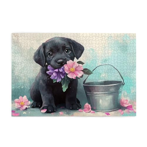 Puzzle Hund Puzzle 1000 Teile, Holzpuzzle Erwachsene Blume 75x50cm Jigsaw Groß, Geschicklichkeitsspiel für die Ganze Familie Erholung und Entspannung, DIY Jigsaw Geschenke für Home Decor p-1107 von Yuammgxi