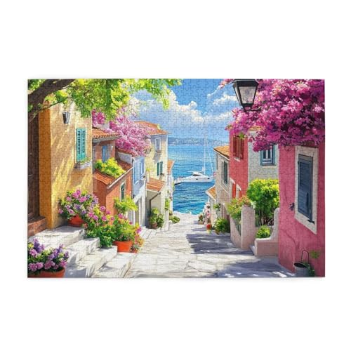 Puzzle Italien Puzzle 1000 Teile, Holzpuzzle Erwachsene Kleinstadt 75x50cm Jigsaw Groß, Geschicklichkeitsspiel für die Ganze Familie Erholung und Entspannung, Jigsaw Geschenke für Home Decor p-1839 von Yuammgxi