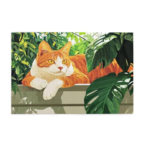 Puzzle Katze Puzzle 1000 Teile, Holzpuzzle Erwachsene Landschaft 75x50cm Jigsaw Groß, Geschicklichkeitsspiel für die Ganze Familie Erholung und Entspannung, DIY Jigsaw Geschenke für Home Decor p-322 von Yuammgxi