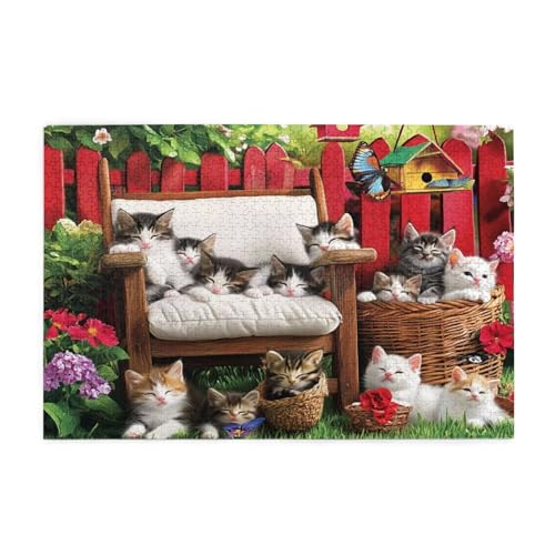 Puzzle Katze Puzzle 1000 Teile, Holzpuzzle Erwachsene Schmetterling 75x50cm Jigsaw Groß, Geschicklichkeitsspiel für die Ganze Familie Erholung und Entspannung, Jigsaw Geschenke für Home Decor p-107 von Yuammgxi