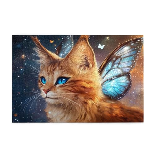 Puzzle Katze Puzzle 1000 Teile, Holzpuzzle Erwachsene Sternenhimmel 75x50cm Jigsaw Groß, Geschicklichkeitsspiel für die Ganze Familie Erholung und Entspannung, Jigsaw Geschenke für Home Decor p-1117 von Yuammgxi