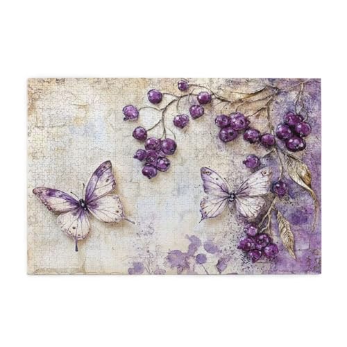 Puzzle Retro Puzzle 1000 Teile, Holzpuzzle Erwachsene Schmetterling 75x50cm Jigsaw Groß, Geschicklichkeitsspiel für die Ganze Familie Erholung und Entspannung, Jigsaw Geschenke für Home Decor p-170 von Yuammgxi