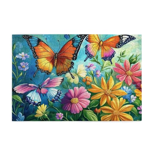 Puzzle Schmetterling Puzzle 1000 Teile, Holzpuzzle Erwachsene Bunt 75x50cm Jigsaw Groß, Geschicklichkeitsspiel für die Ganze Familie Erholung und Entspannung, Jigsaw Geschenke für Home Decor p-1272 von Yuammgxi
