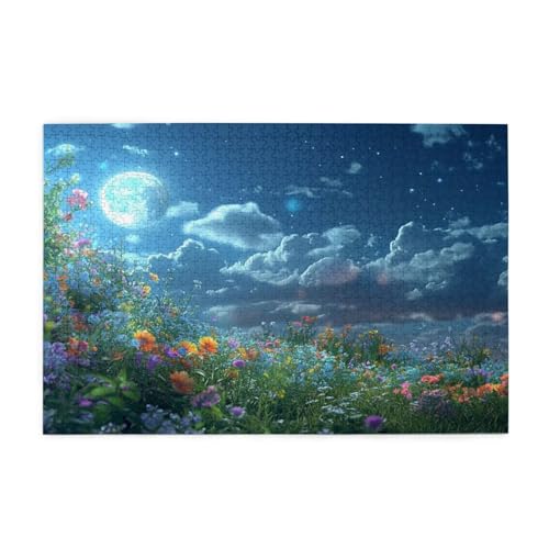 Puzzle Sternenhimmel Puzzle 1000 Teile, Holzpuzzle Erwachsene Wilde Blumen 75x50cm Jigsaw Groß, Geschicklichkeitsspiel für die Ganze Familie Entspannung, Jigsaw Geschenke für Home Decor p-1096 von Yuammgxi