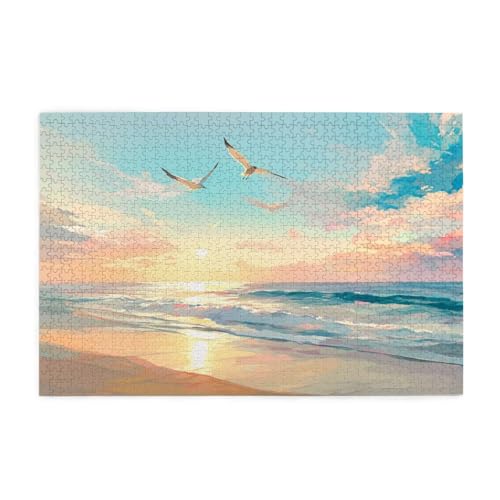 Puzzle Strand Puzzle 1000 Teile, Holzpuzzle Erwachsene Tier 75x50cm Jigsaw Groß, Geschicklichkeitsspiel für die Ganze Familie Erholung und Entspannung, DIY Jigsaw Geschenke für Home Decor p-1208 von Yuammgxi