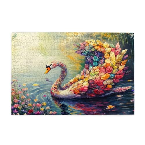 Puzzle Tier Puzzle 1000 Teile, Holzpuzzle Erwachsene Schwan 75x50cm Jigsaw Groß, Geschicklichkeitsspiel für die Ganze Familie Erholung und Entspannung, DIY Jigsaw Geschenke für Home Decor p-793 von Yuammgxi