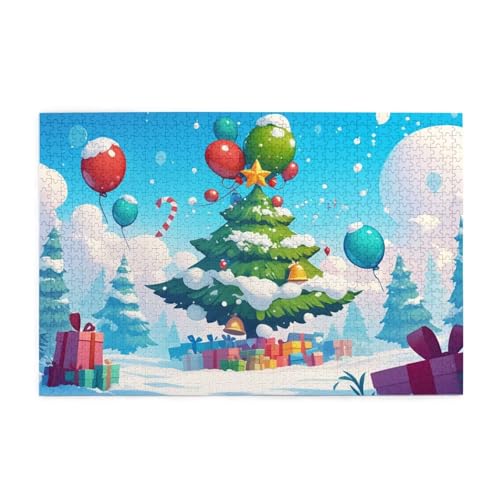 Puzzle Weihnachtsbaum Puzzle 1000 Teile, Holzpuzzle Erwachsene Landschaft 75x50cm Jigsaw Groß, Geschicklichkeitsspiel für Ganze Familie Erholung und Entspannung, Jigsaw Geschenke für Home Decor p-1858 von Yuammgxi