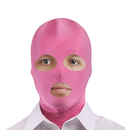 YuanDiann Erwachsene Zentai Maske Cosplay Lycraspandex Stretch Sturmhaube Balaclava Halloween Anime Bühnen Performance Kostüm Leuchtendes Rosa offene Augen und Mund von YuanDiann