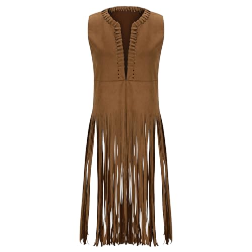 YuanDiann Hippie Kostüm Weste Damen ärmellos Hippie Kleidung 60er 70er Jahre Bekleidung Mädchen Disco Karneval Faschingskostüme Kaffee XXL YuanDiann Hippie Kostüm Weste Damen ärmellos Hippie Kleidung 60er 70er Jahre Bekleidung Mädchen Disco Karneval Faschingskostüme Kaffee XXL von YuanDiann