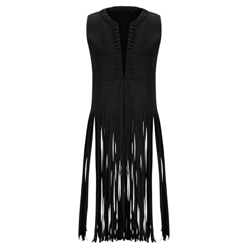 YuanDiann Hippie Kostüm Weste Damen ärmellos Hippie Kleidung 60er 70er Jahre Bekleidung Mädchen Disco Karneval Faschingskostüme Schwarz XXL YuanDiann Hippie Kostüm Weste Damen ärmellos Hippie Kleidung 60er 70er Jahre Bekleidung Mädchen Disco Karneval Faschingskostüme Schwarz XXL von YuanDiann