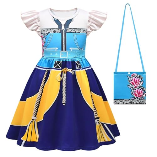 YuanDiann Huntrix Cosplay Kostüm Kleid Kinder Charakter Verkleidung Uniform Outfit mit Zubehör (Maske/Perücke/Tasche) für Halloween, Karneval, Anime Party, Mädchen Anzug Set​ 1# + Tasche 110 von YuanDiann