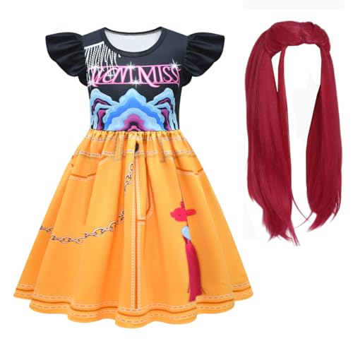 YuanDiann Huntrix Cosplay Kostüm Kleid Kinder Charakter Verkleidung Uniform Outfit mit Zubehör (Maske/Perücke/Tasche) für Halloween, Karneval, Anime Party, Mädchen Anzug Set​ 2# + Perücke 160 von YuanDiann