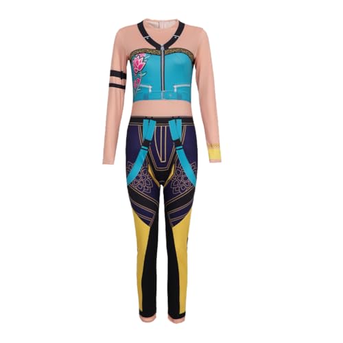 YuanDiann Huntrix Kinder Cosplay Kostüm Einteiler – Rollenspiel Outfit mit Masken Fancy Dress Up für Halloween, Karneval, Anime Party, Mädchen Jungen Anzug Set​2# + Maske 120 von YuanDiann
