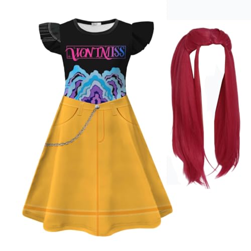 YuanDiann Huntrix Kinder Cosplay Kostüm Kleid – Rollenspielkleid Outfit mit Zubehör (Maske/Perücke/Tasche) für Halloween, Karneval, Anime Party, Mädchen Anzug Set​ 3# + Perücke 130 von YuanDiann