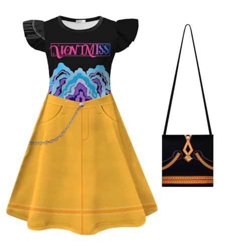YuanDiann Huntrix Kinder Cosplay Kostüm Kleid – Rollenspielkleid Outfit mit Zubehör (Maske/Perücke/Tasche) für Halloween, Karneval, Anime Party, Mädchen Anzug Set​ 3# + Tasche 120 von YuanDiann