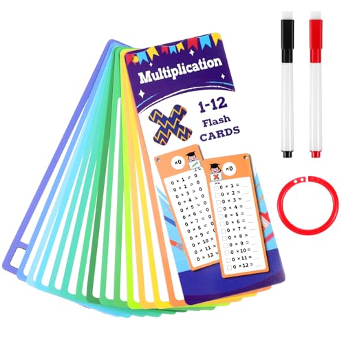 Yuanchu 1x1 Lernkarten Set, Einmaleins Tabelle mit 14 x Übungsblättern 2 abwischbaren Stiften und Ringen Tragbar 1 x 1 Lernen Spiel Rechenhilfe Mathematik Lernspiel für Zuhause Schule(1x1) von Yuanchu