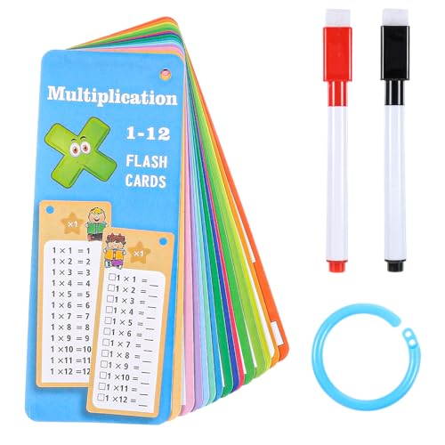 Yuanchu 1x1 Lernkarten Set, Einmaleins Tabelle mit 14 x Übungsblättern 2 abwischbaren Stiften und Ringen 1x1 Lernen Spiel Rechenhilfe Mathematik Lernspiel für Zuhause und Schule (Multiplikation) von Yuanchu