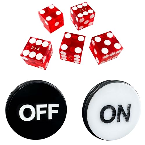 Yuanhe Casino Craps Würfel-Set, inkl. 19 mm großen, roten Präzisions-Casino-Würfeln, 5 Stück und 7,6 cm Craps On/Off Dealer Puck Button Yuanhe Casino Craps Würfel-Set, inkl. 19 mm großen, roten Präzisions-Casino-Würfeln, 5 Stück und 7,6 cm Craps On/Off Dealer Puck Button von Yuanhe