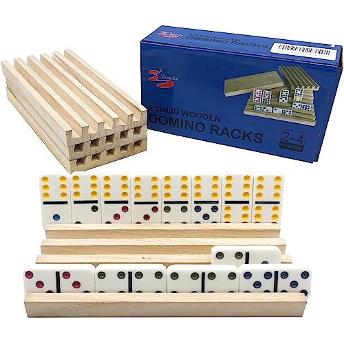 Yuanhe Domino Halter Tabletts Rack - Set mit 4 Holzfliesen Ständer Halter für mexikanischen Zug Rommé Hühnerfuß Yuanhe Domino Halter Tabletts Rack - Set mit 4 Holzfliesen Ständer Halter für mexikanischen Zug Rommé Hühnerfuß von Yuanhe