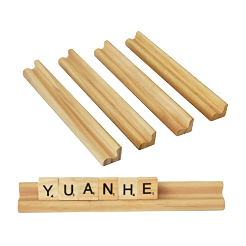 Yuanhe Scrabble-Fliesenhalter aus Holz, Briefablage, Ständer für Basteln und Spiel, 4 Stück von Yuanhe