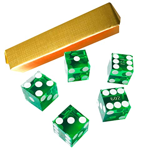 Yuanhe Serialisierte Casino-Würfel, Güteklasse AAA, 19 mm, mit Rasierkante und Ecken, Grün, 5 Stück von Yuanhe