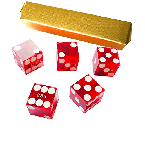Yuanhe Set mit 5 hochwertigen AAA-Präzisions-Casino-Würfeln, 19 mm, mit Rasierkanten und Ecken – Rot Yuanhe Set mit 5 hochwertigen AAA-Präzisions-Casino-Würfeln, 19 mm, mit Rasierkanten und Ecken – Rot von Yuanhe