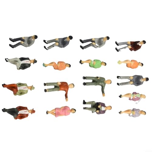 Yuanpgky 50pcs Sitzende Figuren Maßstab 1:32 Modelleisenbahn Menschen Track 1 Bemalte Miniatur-Passagiere für Modelleisenbahnen Gebäude Plattform Straßenszenen Diorama 4 Posen von Yuanpgky