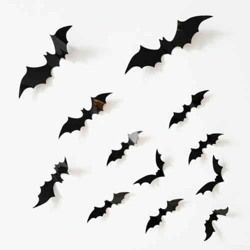 Yuanpgky Halloween Deko Set mit Kaminschal, Spinnennetz Tischläufer, Runde Tischdecke, Fledermaus Wandaufkleber und Lampenschirm in Schwarz Polyester für von Yuanpgky