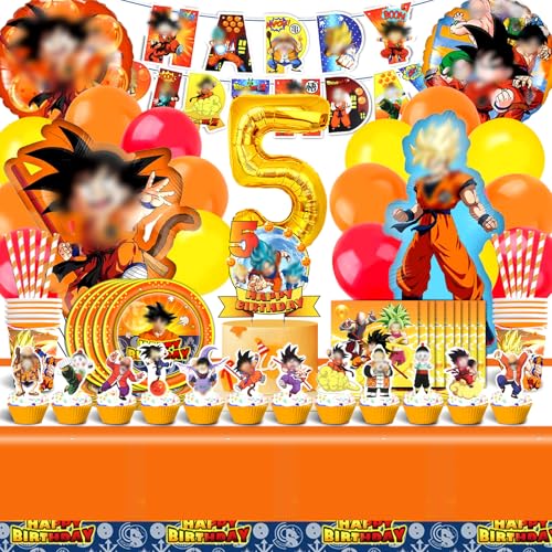 100 Stück Geburtstag, 5 Jahre, Jungen, Drachen-Deko, 5 Jahre, Drachen-Ballon, Geburtstagsset, Dekoration, Party, Geschirr, Dekoration für Geburtstagsfeiern, Kinderpartys von Yuarlky