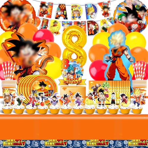 100 Stück Geburtstag 8 Jahre Drache, Dekoration Geburtstag Drache 8 Jahre, Luftballon-Set, Dekoration für Party, Geschirr Set, Dekoration für Geburtstagsfeiern, Kinderpartys von Yuarlky