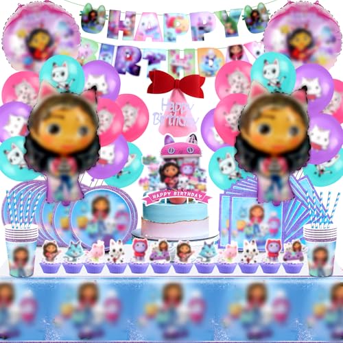 Gabby Geburtstagsdeko, Gabby Geschirrset Geburtstag, Gabby Luftballon Geburtstag, Gabby Teller Becher, Gabby Party Deko, Gabby Tortenaufleger, Tischdecke, Geburtstagsdeko Mädchen von Yuarlky