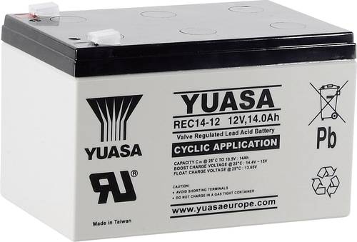 Yuasa REC14-12 YUAREC1412 Bleiakku 12V 14Ah Blei-Vlies (AGM) (B x H x T) 151 x 97 x 98mm Flachstecke von Yuasa