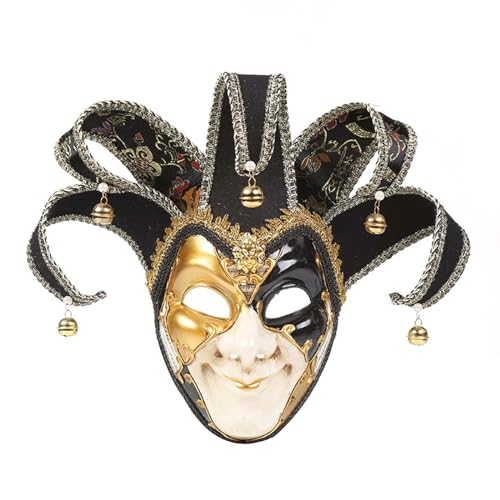 Yudiega Maskerade Maske für Frauen, Venezianische Masken Vollgesichtsnarren Jolly Joker Venezianische Maskerade Wandmaske Karneval Kostüm Fanshaped Maske Karneval Venezianische Party Abend von Yudiega