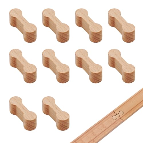 10 Stück Holzeisenbahn Zubehör, Wooden Brio Schienen, Schienenverbinder für Kinder Lego Spielzeug, Zug Connector, Wiederverwendbare von YueJieSelected