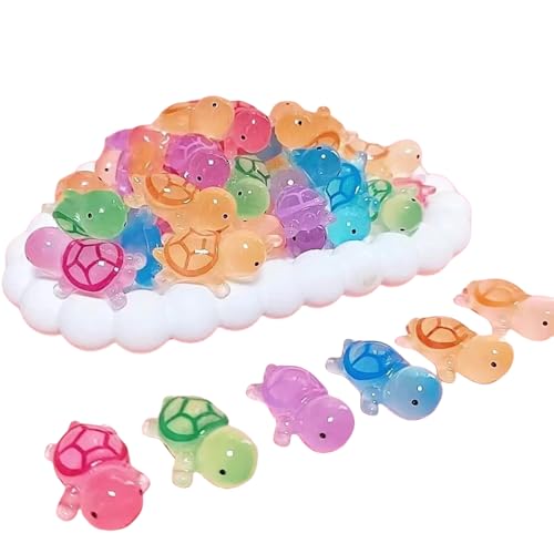 Schildkröte Deko Mini Figuren 48 Stück,Leuchtende Harz Kleine Turtles,DIY Leuchtend Ocean Animals Kunstharz Turtle,Niedliche Harzschildkröte Spielzeuge für Topfdekoration Garten Landschaft von YueJieSelected