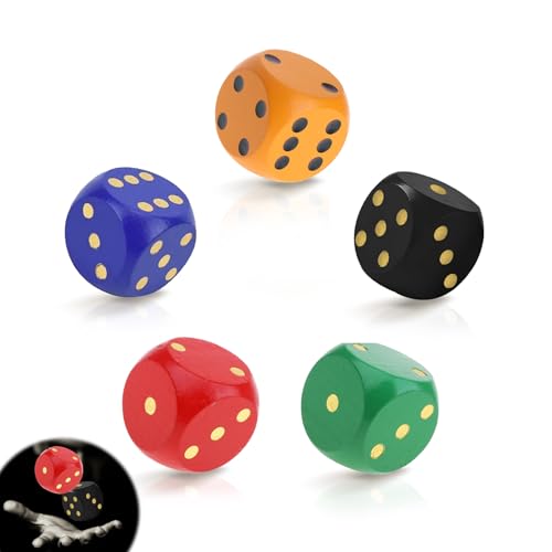 5 Stück Würfelpunkte aus Holz, Großer Würfel Farbwürfel, Holzwürfel Würfel Set 30mm, Spiele W6 Würfel Taschenwürfel, Spielwürfel für Brettspiele, Würfelspiel für Brettspiele Kinderspiele Partyspiele 5 Stück Würfelpunkte aus Holz, Großer Würfel Farbwürfel, Holzwürfel Würfel Set 30mm, Spiele W6 Würfel Taschenwürfel, Spielwürfel für Brettspiele, Würfelspiel für Brettspiele Kinderspiele Partyspiele von YueJieSelected