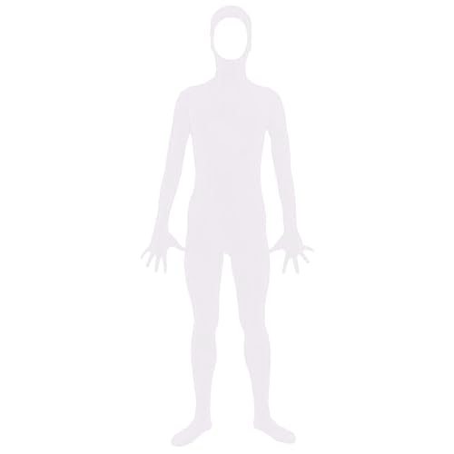 Unisex Cosplay Bodysuit Ganzkörperanzug Tight Bodysuit Kostüm Ganzkörper Overalls Cosplay Jumpsuit für Party Halloween Weihnachten Anime Bühnen Performance Karneval Orange Kostüm Outfit (a-White, 160) von YueYue