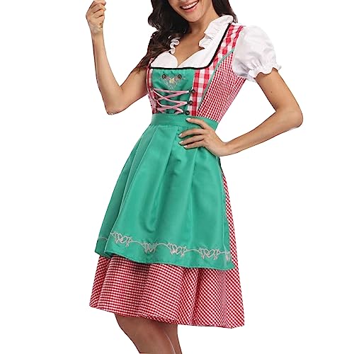 YueYue Damen Halloween Oktoberfest Kleid Body Sculpting Bühnenkostüm Kostüm Erwachsener Tierpyjama Halloween Cosplay Kostüm (F-Green, XXL) von YueYue