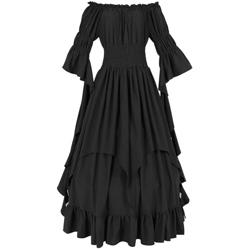 YueYue Damen Mittelalter Kostüm Rock Fee Kleid Cosplay Retro Kleid Weibliche Kostüme Cosplay (S) von YueYue