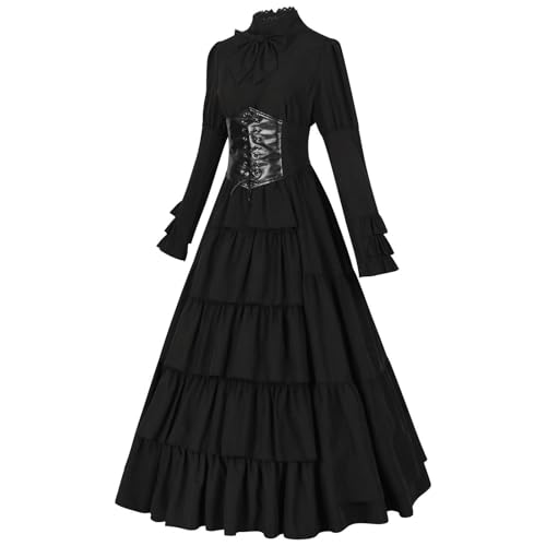 YueYue Damenkleid Mittelalterkostüm Traditionelles irisches Kleid Langes Kleid Outfit Halloween Kapitän Amerika Cosplay Kostüm (L) von YueYue